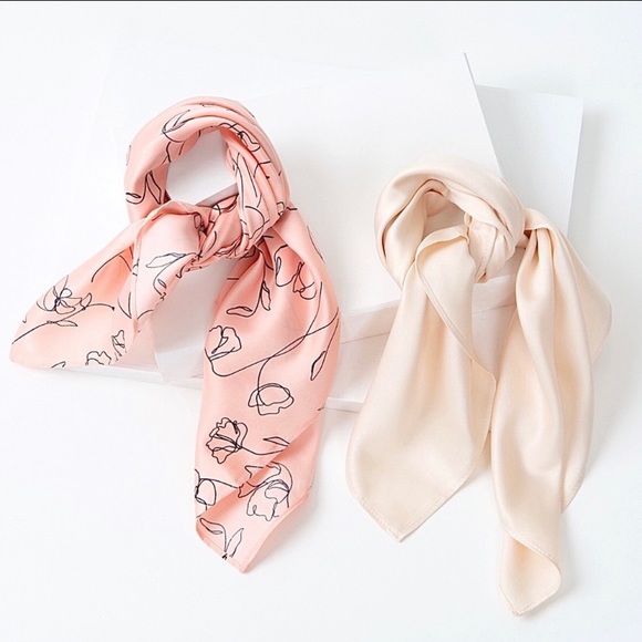 LARK&IVES NWT Head Scarf Pair 1 Pink 1 Cream - Picture 2 of 3